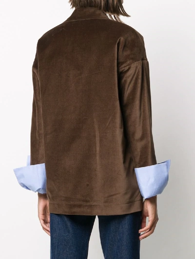 Shop Jejia Longline Drop Shoulder Blazer In Brown