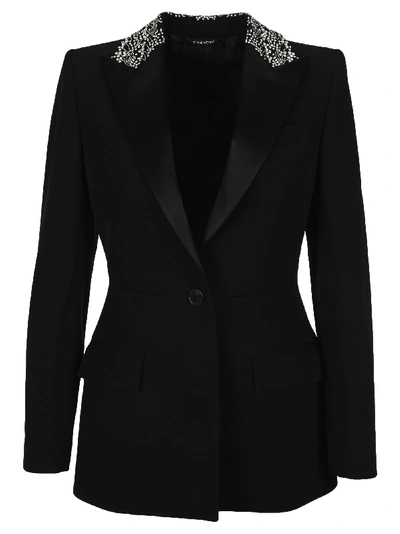 Shop Givenchy Embellished Collar Blazer In Black