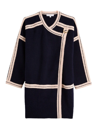 Shop Chloé Tricot Coat In Blu