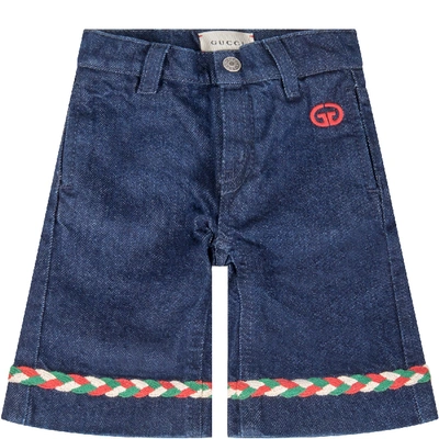 Shop Gucci Blue Jeans For Babygirl With Double Gg In Denim