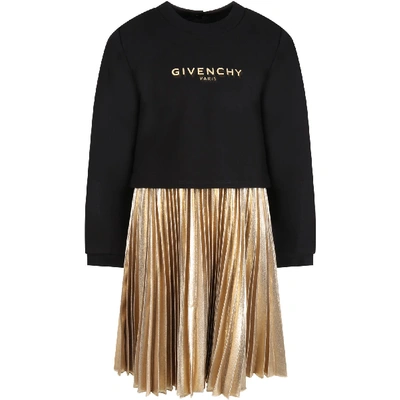 Shop Givenchy Black And Gold Dress For Girl