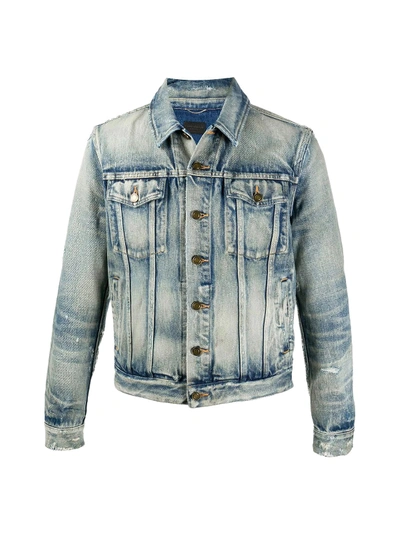 Shop Saint Laurent Denim Classic Jacket In Blue Trash