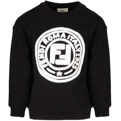 Shop Fendi Black Sweatshirt For Kids With Double Ff