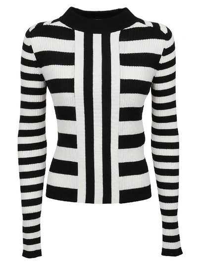Shop Msgm Maglia/sweater In Black/white