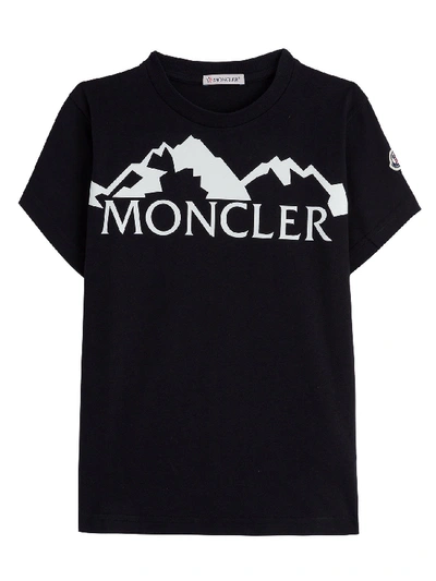 Shop Moncler T-shirt With Contrast Logo Print In Black