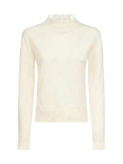 Shop See By Chloé Knit And Lace Top In Confident White