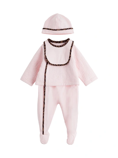 Shop Fendi Ff-trim Three-piece Set In Pink