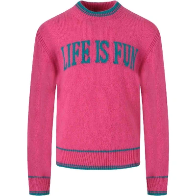 Shop Alberta Ferretti Fuchsia Sweater For Girl With Writing