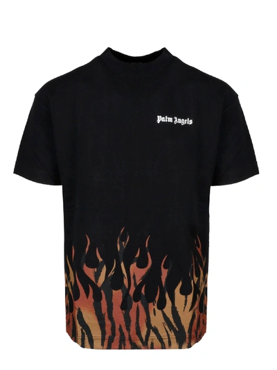 Shop Palm Angels Tiger Flames T-shirt In Black