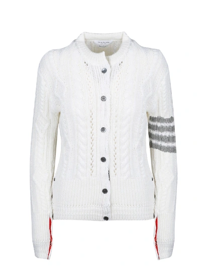 Shop Thom Browne Aran Cable Classic Crewneck In White