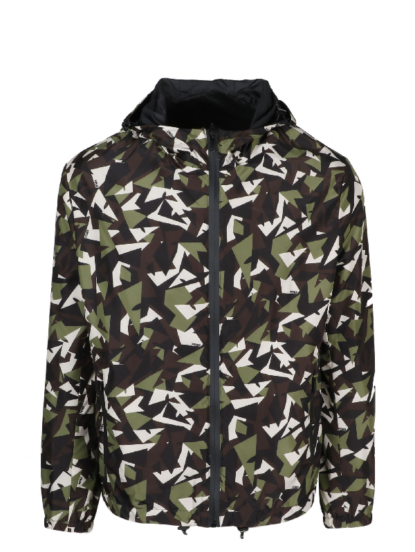 Fendi Reversible K-way Camouflage Jacket In Black | ModeSens