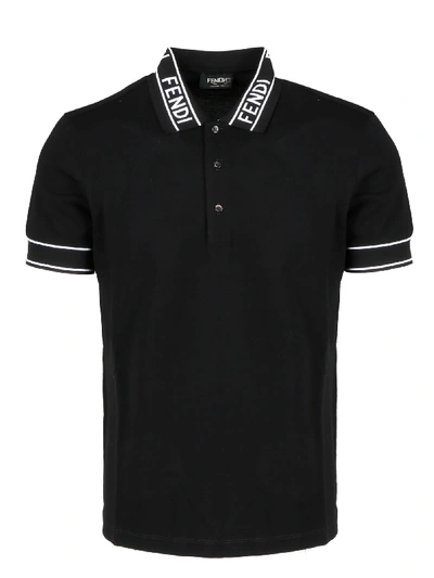 Shop Fendi Tape Polo In Black