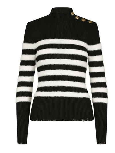 Shop Balmain Sweater In Black & White