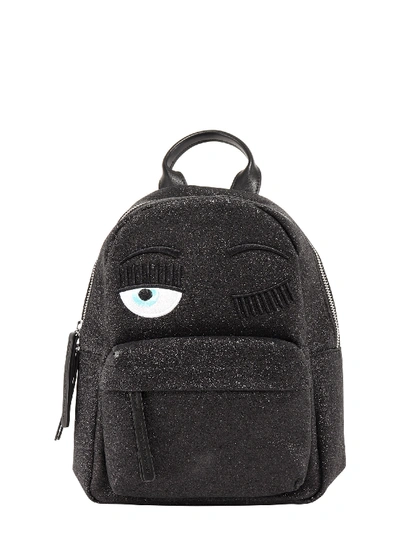 Shop Chiara Ferragni Winking Eye Glitter Backpack In Black
