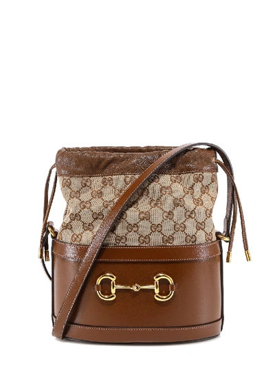 Shop Gucci Horsebit 1955 Bucket Bag In Beige