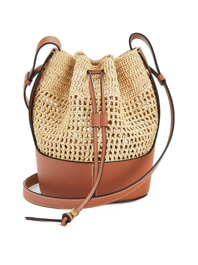 Loewe Ikebana Balloon Small Bucket Bag In Beige,brown