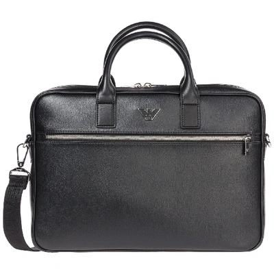 Shop Emporio Armani Pictorial Wings Briefcase In Black