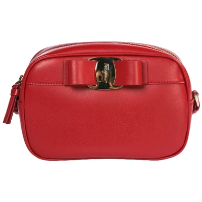 Shop Ferragamo Vara Crossbody Bags In Rosso