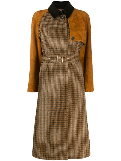 Shop Ferragamo Houndstooth Check Mac In Brown