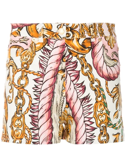 Moschino Rope And Chain-print Shorts In Pink