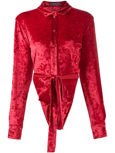 Shop Y/project Belted Leotard Shirt In Red