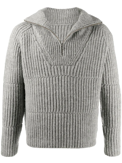 Shop Jacquemus La Maille Olive Jumper In Grey