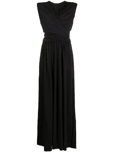 Shop Isabel Marant Guciene Ruched Maxi Dress In Black