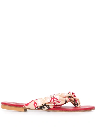 Shop Avec Modération Satin Ribbon Leather Sandals In Multicolour