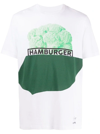 Diesel Hamburger Logo-print T-shirt In White | ModeSens