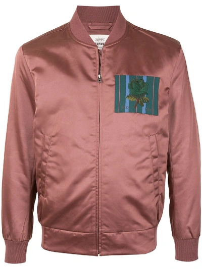 Shop Kent & Curwen Rose Motif Bomber Jacket In Red