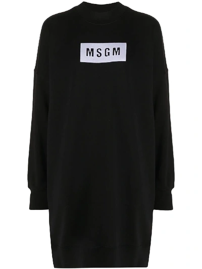 Shop Msgm Logo-print Jumper Dress In Black