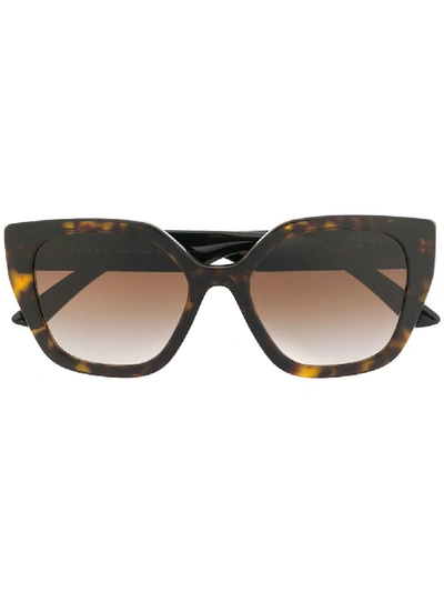 Shop Prada Square Frame Sunglasses In Brown