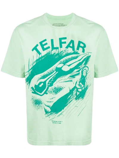 Shop Telfar The World Isn't Everything T-shirt In Green