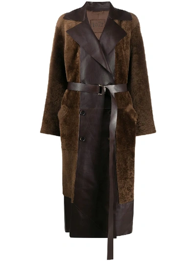 Shop Desa 1972 Panelled Belted Trench Coat In Brown