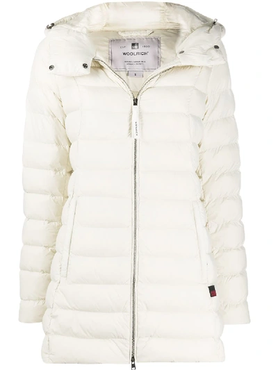 Shop Woolrich Hooded Down-padded Coat In Neutrals