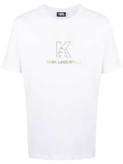 Shop Karl Lagerfeld Logo Print T-shirt In White