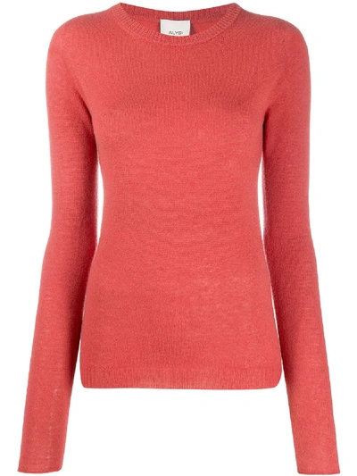 Shop Alysi Slim-fit Fine Knit Jumper In Orange