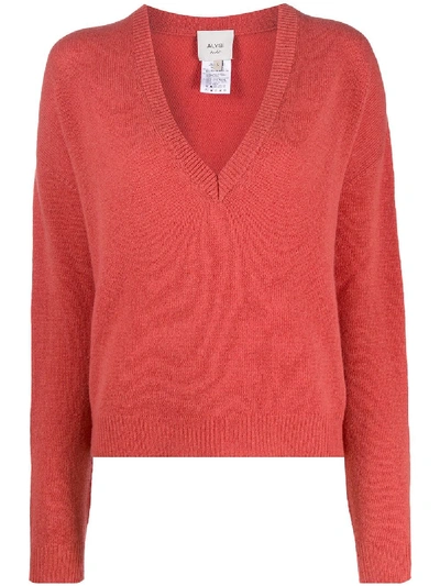 Shop Alysi Loose-fit Fine Knit Jumper In Orange
