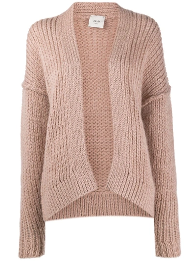 Shop Alysi Knitted Drop Shoulder Cardigan In Pink