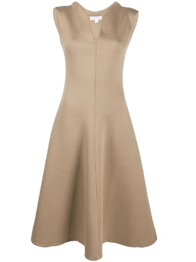Shop Beaufille V-neck Knit Midi Dress In Brown