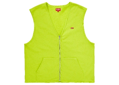 Pre-owned Supreme  Zip Up Sweat Vest Acid Green