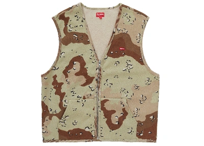 Pre-owned Supreme  Zip Up Sweat Vest Chocolate Chip Camo