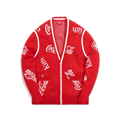 Pre-owned Kith X Coca-cola X Mitchell & Ness Coke Logo Cardigan Red