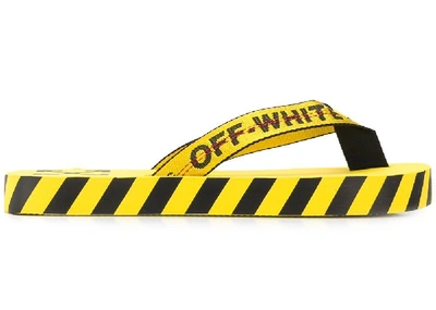 Pre-owned Off-white  Flip Flops Yellow In Yellow/black