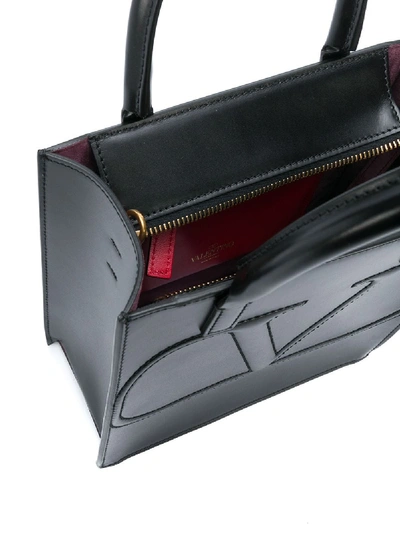 Shop Valentino Vlogo Small Leather Handbag In Black