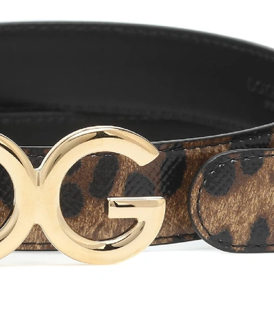 Shop Dolce & Gabbana Dg Leopard-print Leather Belt In Brown