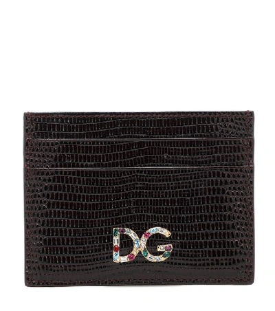Shop Dolce & Gabbana Dg Embossed Leather Card Holder In Red