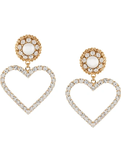 Shop Alessandra Rich Oversized Heart Earrings In Gold