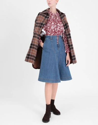 See By Chloé Ruffled Floral-print Cotton-jacquard Blouse In Red