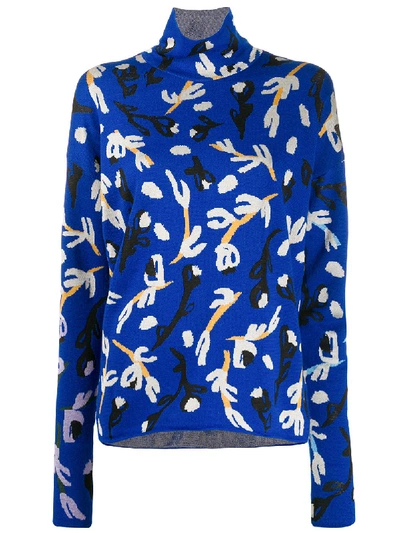 Shop Christian Wijnants Floral Print Sweater In Blue